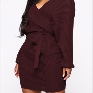 Sweater dress -wine color